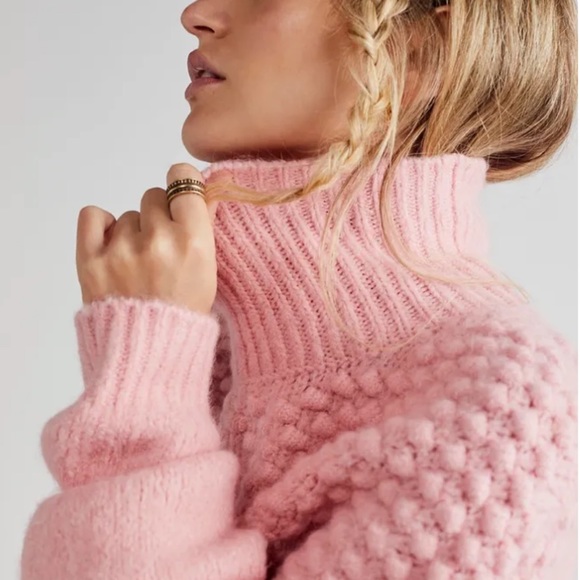 Free People Bradley Turtleneck Pullover Sweater Pink - Picture 2 of 7